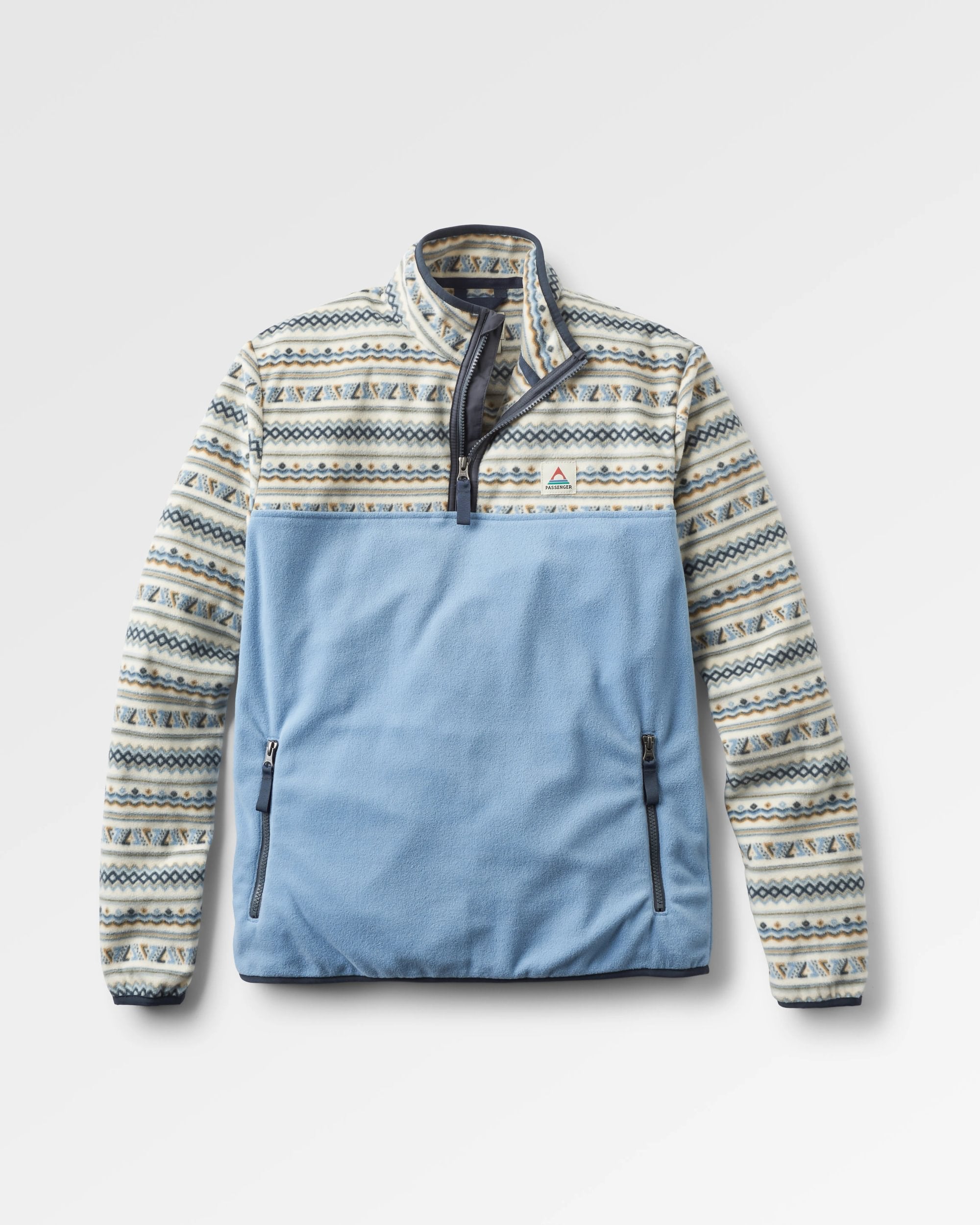 Set Off Recycled Polar 1/4 Zip Fleece - Geo Stripe Birch  - Flatlay