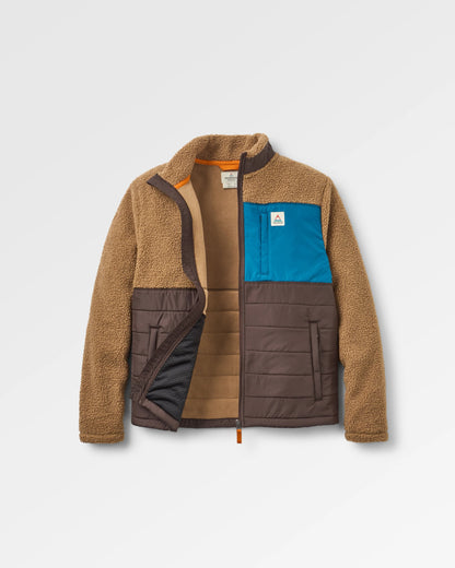 Born Explorer Recycled Polar-Lined Sherpa Fleece - Caramel/Espresso - Flatlay