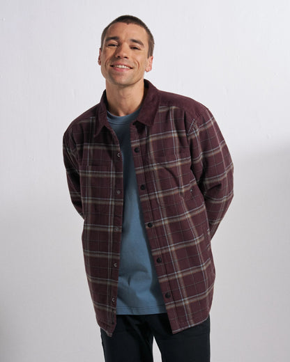Kodiak Sherpa Lined Overshirt - Brambleberry Check - Studio Model