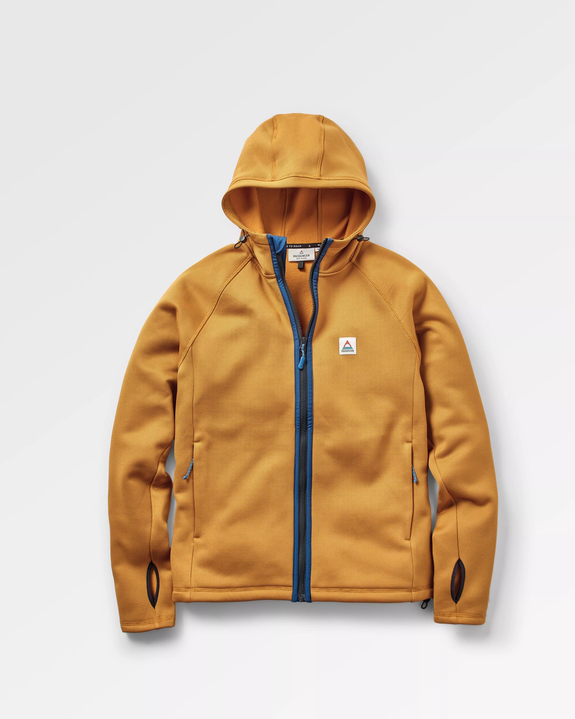 Vertical Full Zip Hooded Recycled Fleece - Dusty Ochre - Flatlay