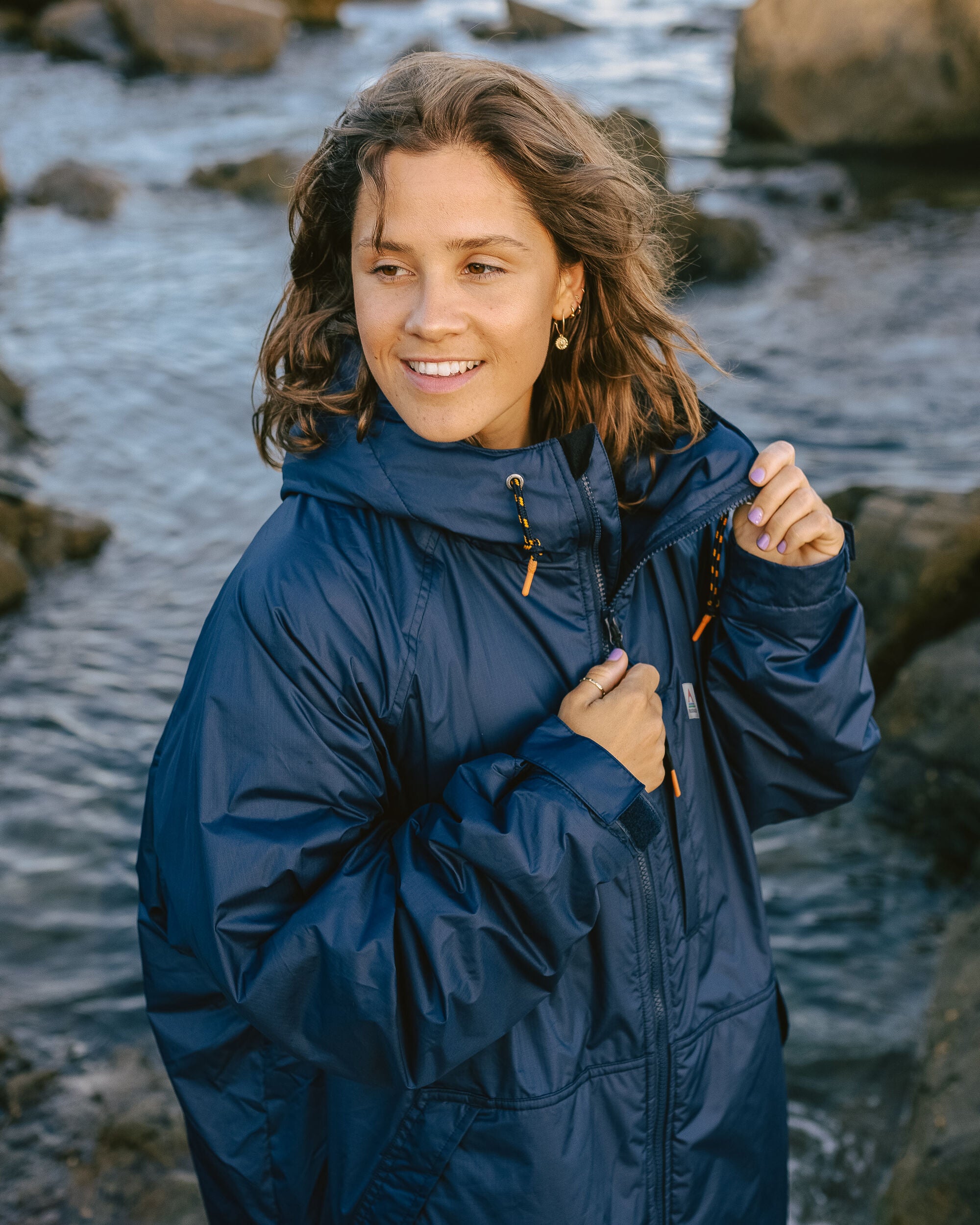 Waves Recycled Sherpa Lined Changing Robe - Rich Navy - Lifestyle - Female