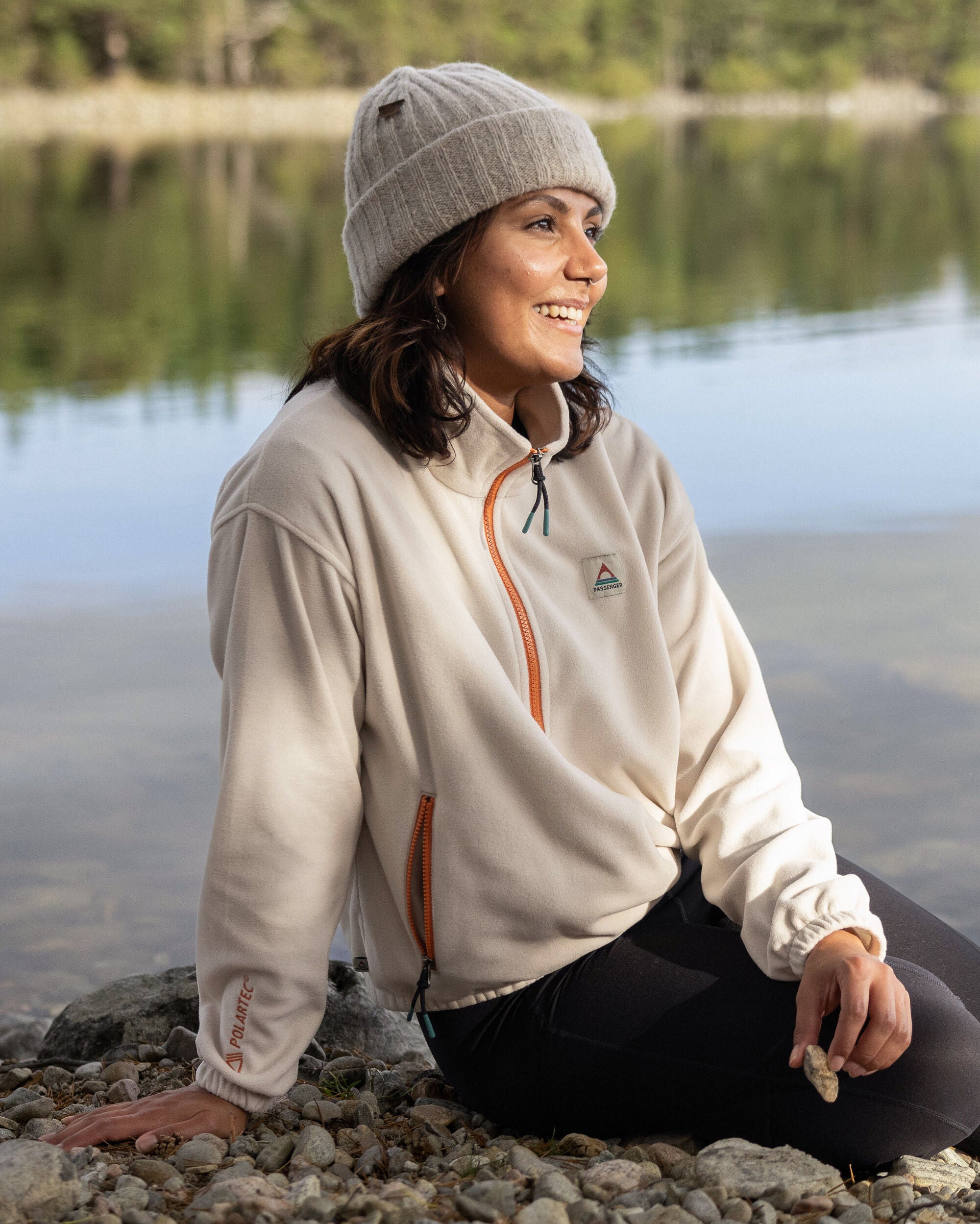 Ayla Recycled Micro Polartec® Fleece - Vintage White - Lifestyle