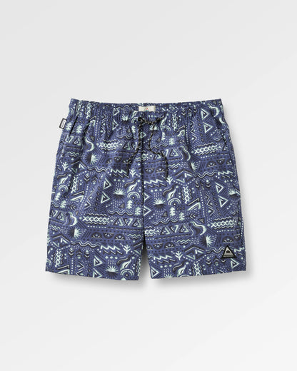 Drifter Beach Linerless Short - Elemental Geo Purple Indigo - Flatlay