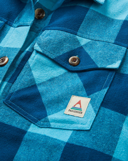 Stella Organic Cotton LS Shirt - Retro Blue Check  - Flatlay