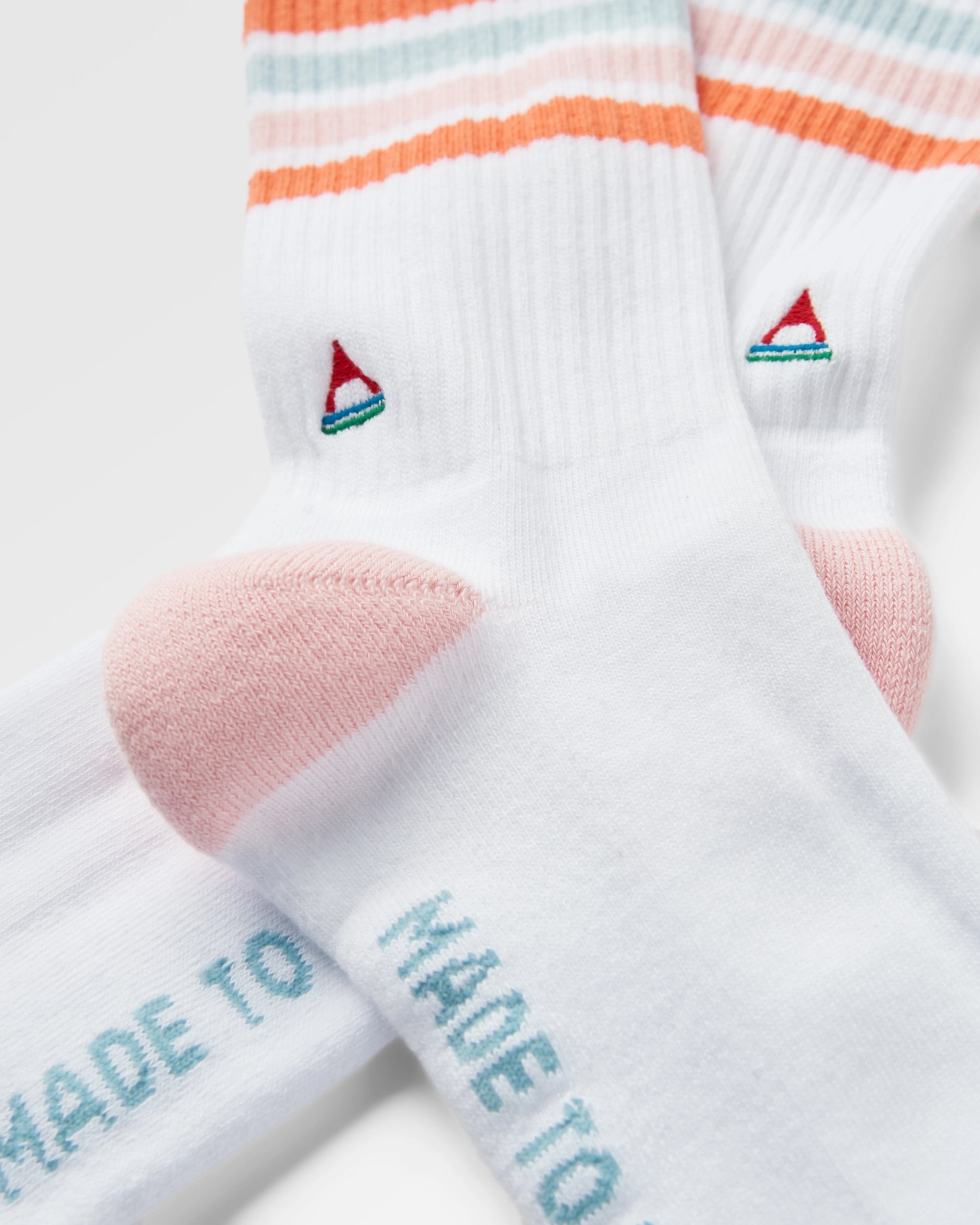 Organic Midweight Crew Socks - White - Flatlay