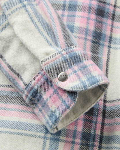 Bramble Overshirt - White Sand/Pink Haze Check - Flatlay
