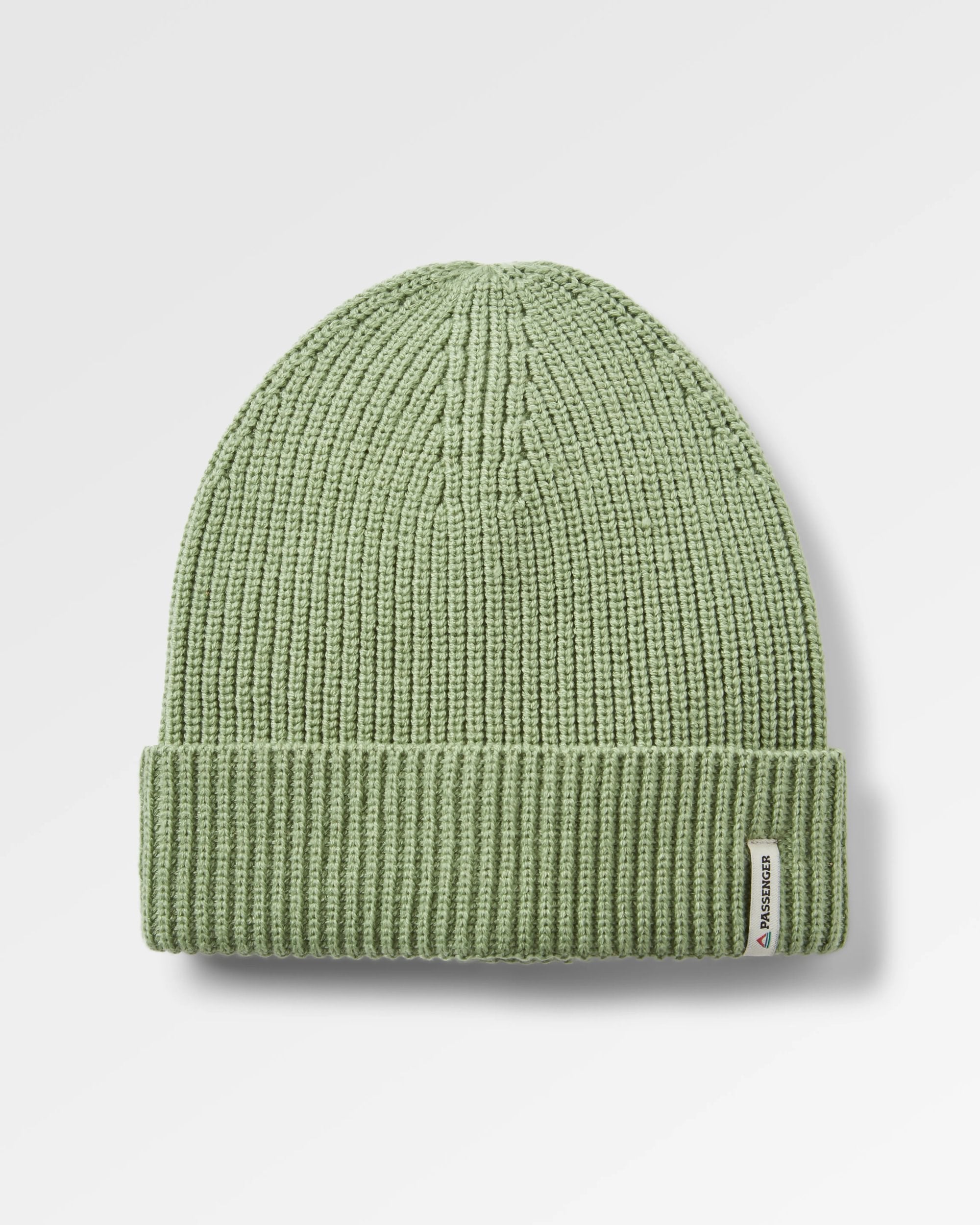 Compass Recycled Beanie - Stem Green - Flatlay