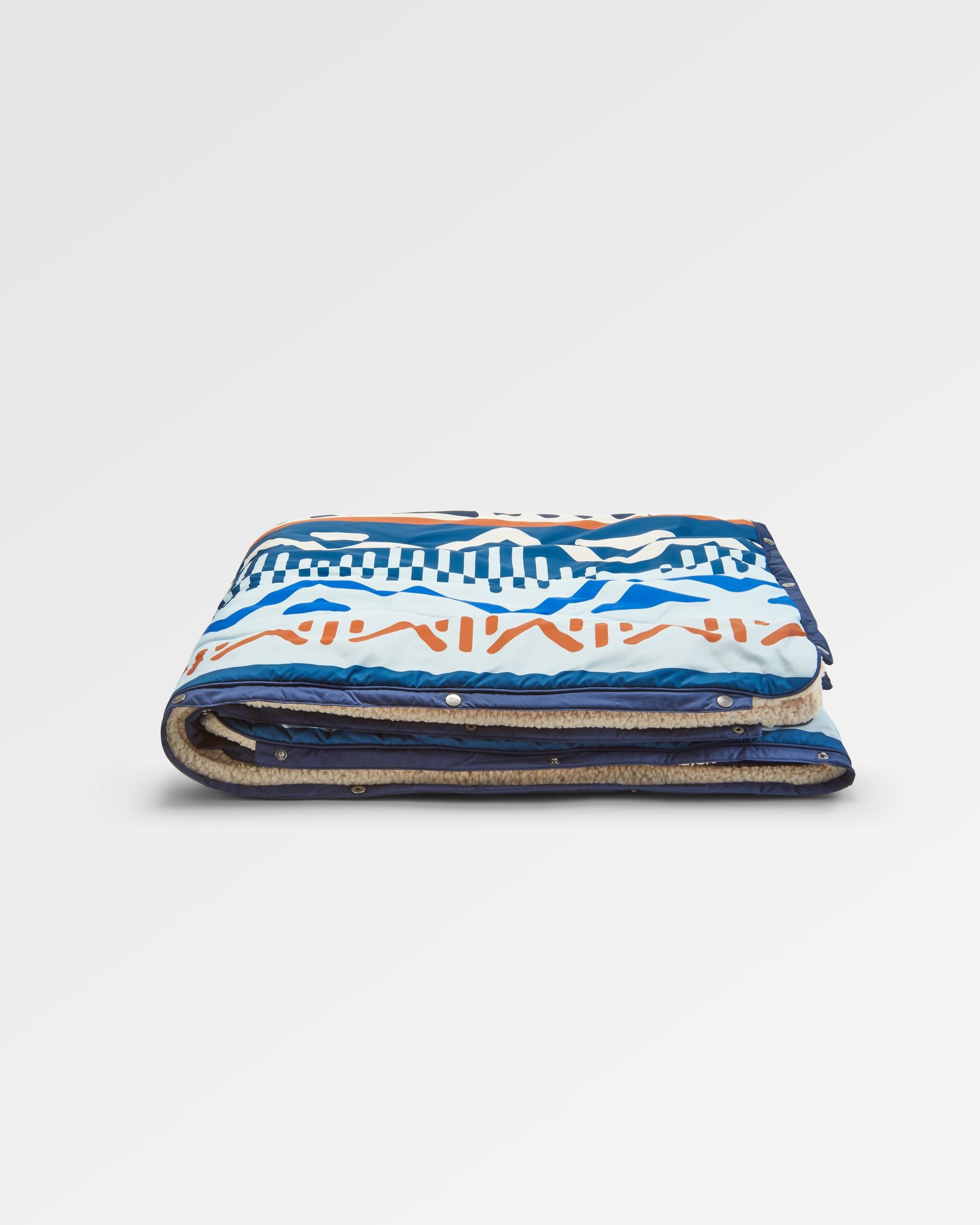 Cabin Recycled Sherpa Blanket - Mountain Geo Grey Blue - Flatlay