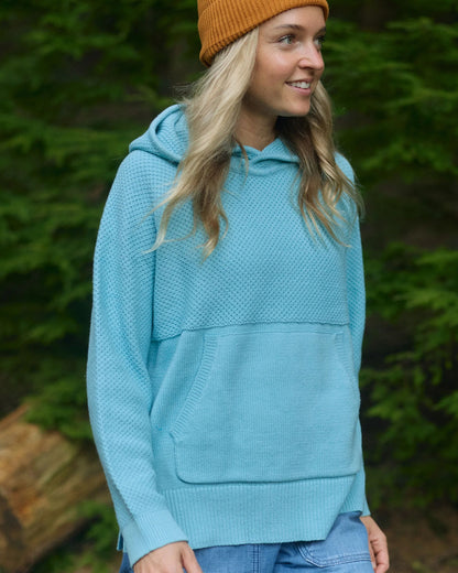 Cove Organic Cotton Knitted Hoodie - Retro Blue  - Lifestyle