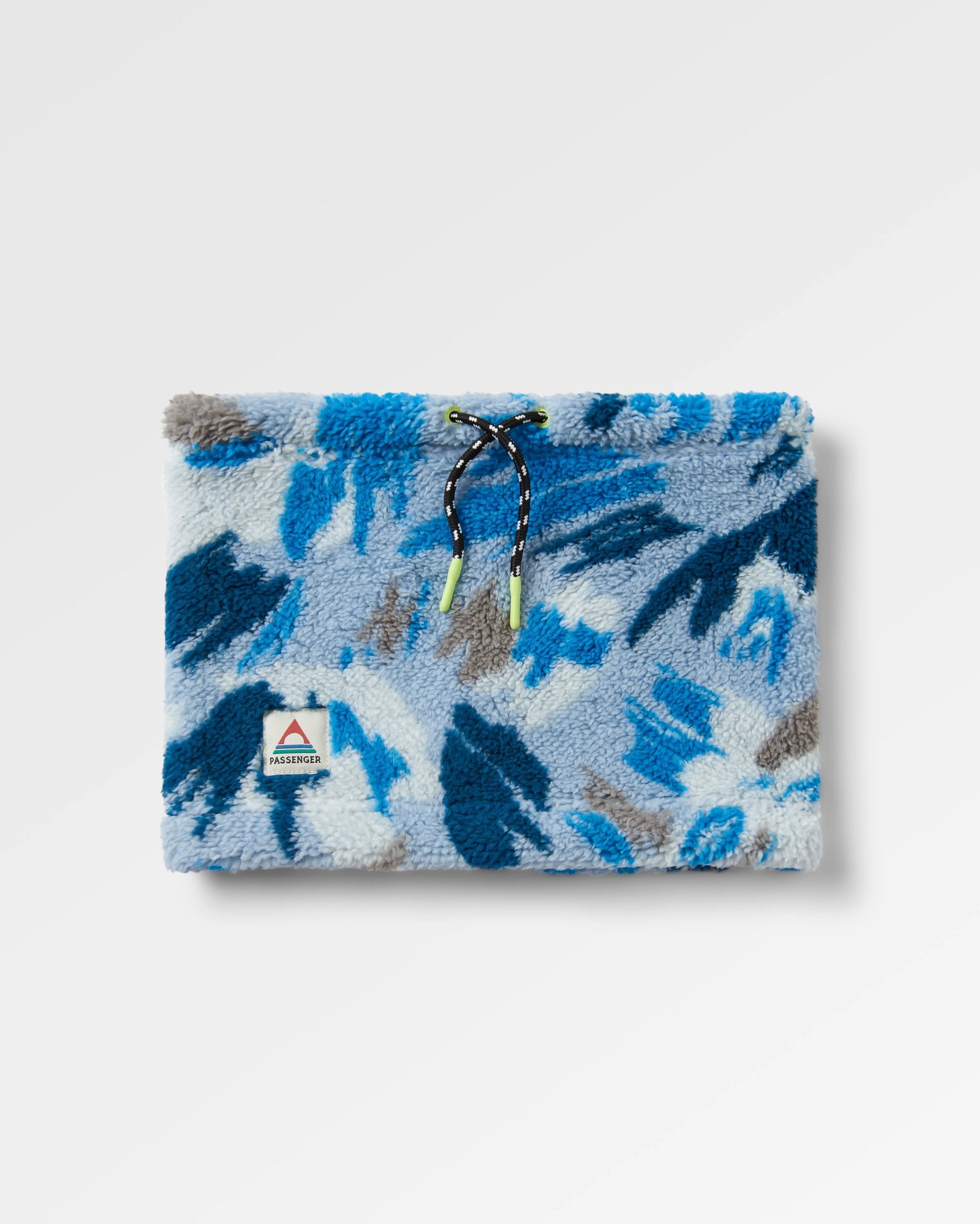Ash Recycled Sherpa Fleece Snood - Abstract Mountain Blue Steel - Flatlay