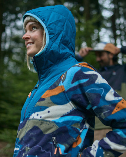 Juana Recycled Polar Hooded Fleece - Adventure Tidal Blue - Lifestyle