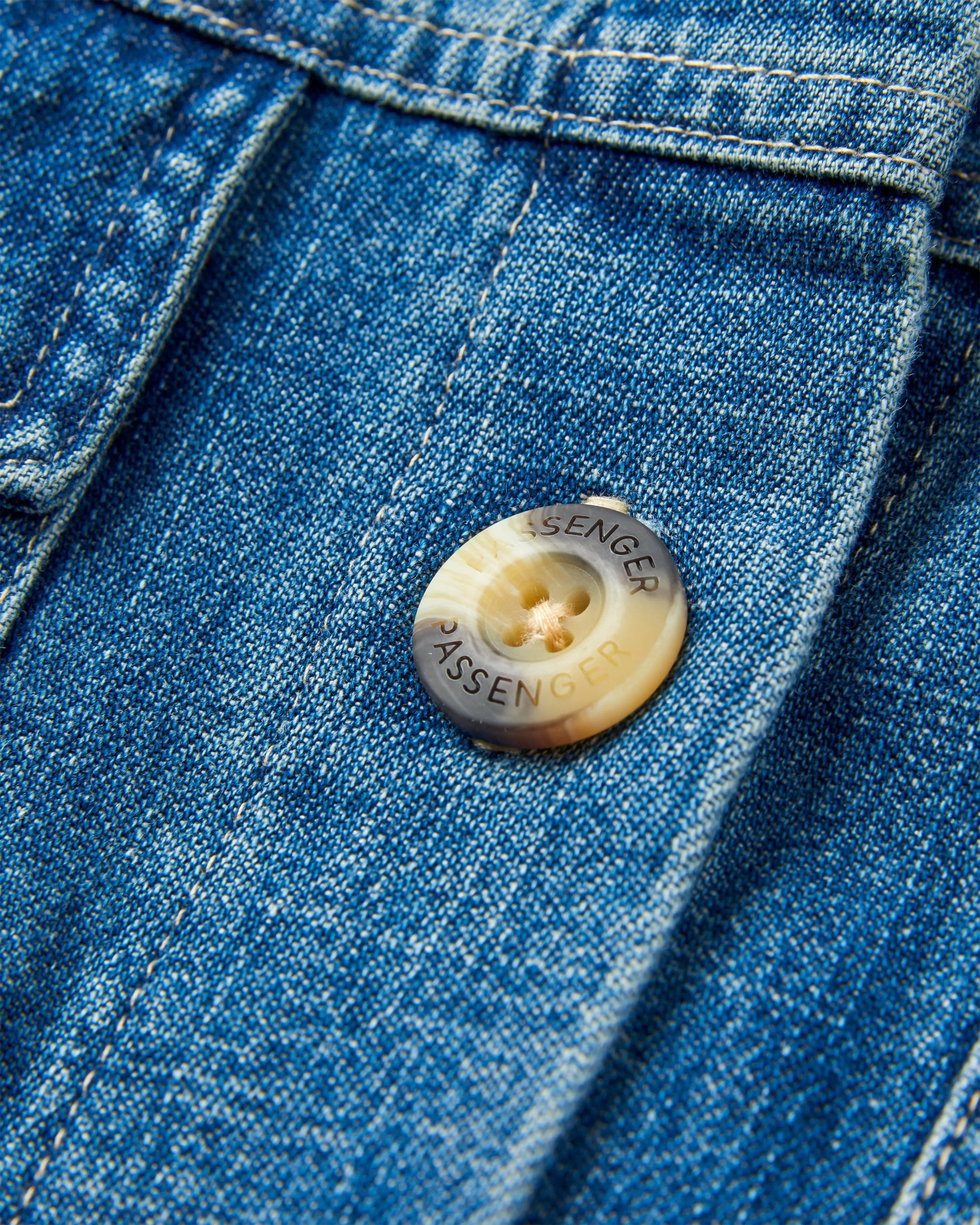 Coral Organic Cotton LS Shirt - Washed Denim - Flatlay