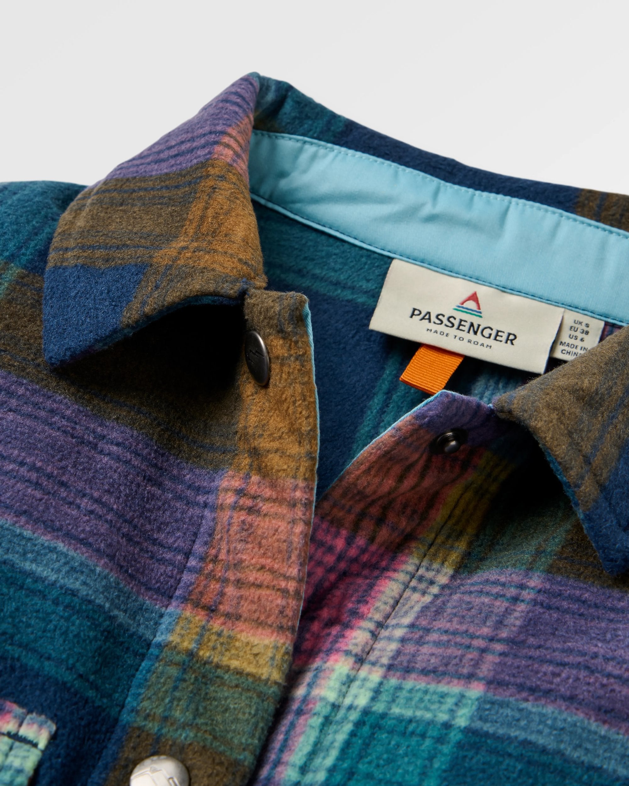 East Recycled Polar Fleece Shirt - Rich Navy Multi Check - Flatlay
