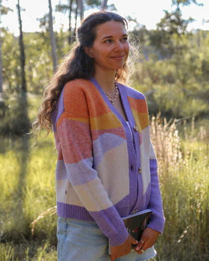 Scenic Recycled Knitted Cardigan - Scenic Sunrise Orange - Lifestyle