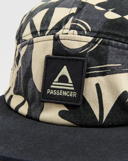 Coast Organic Cotton 5 Panel Snapback Cap 2.0 - Roam Further Black - Flatlay
