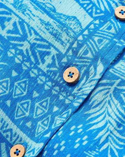 Arden Short Sleeve Shirt Eco Vero - Patchwork Marine Blue - Flatlay