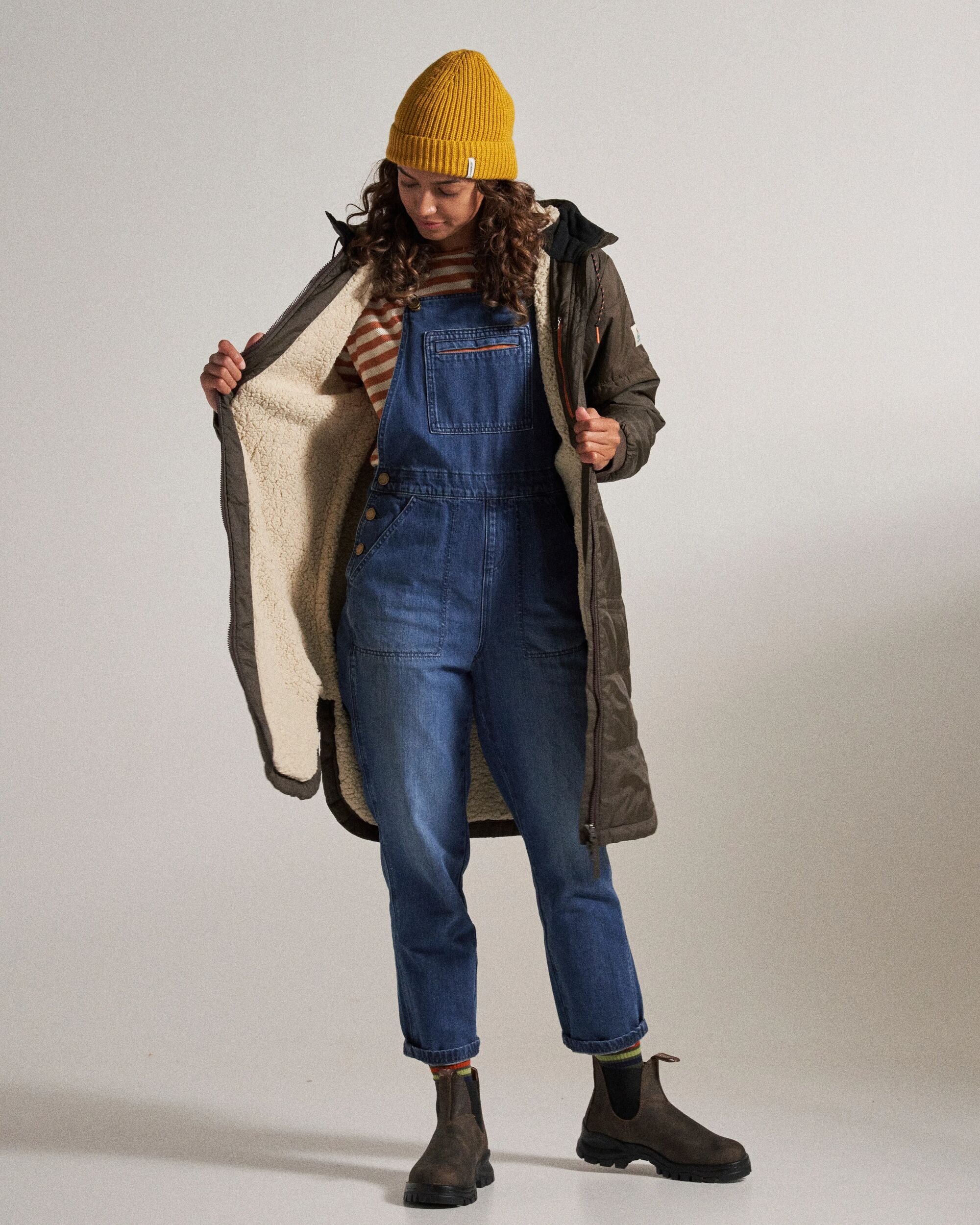 Flora Recycled Sherpa Lined Parka - Coffee - Studio Model