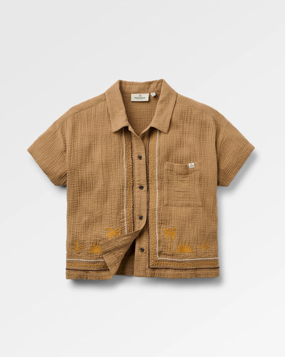 Waveney Short Sleeve Shirt - Caramel Brown - Flatlay