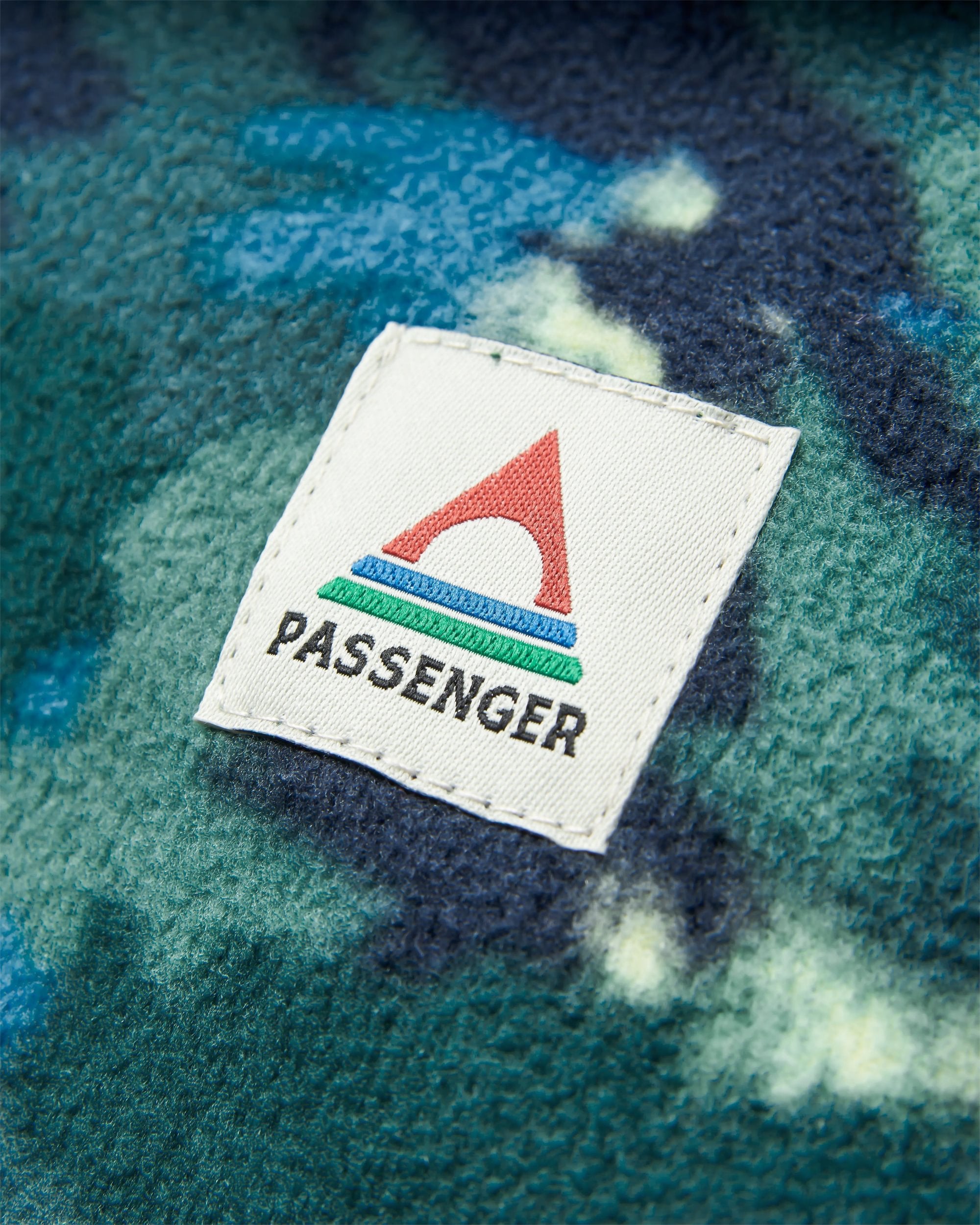 Adrift Recycled Polar Fleece - Alpine Camo Rain Forest - Flatlay