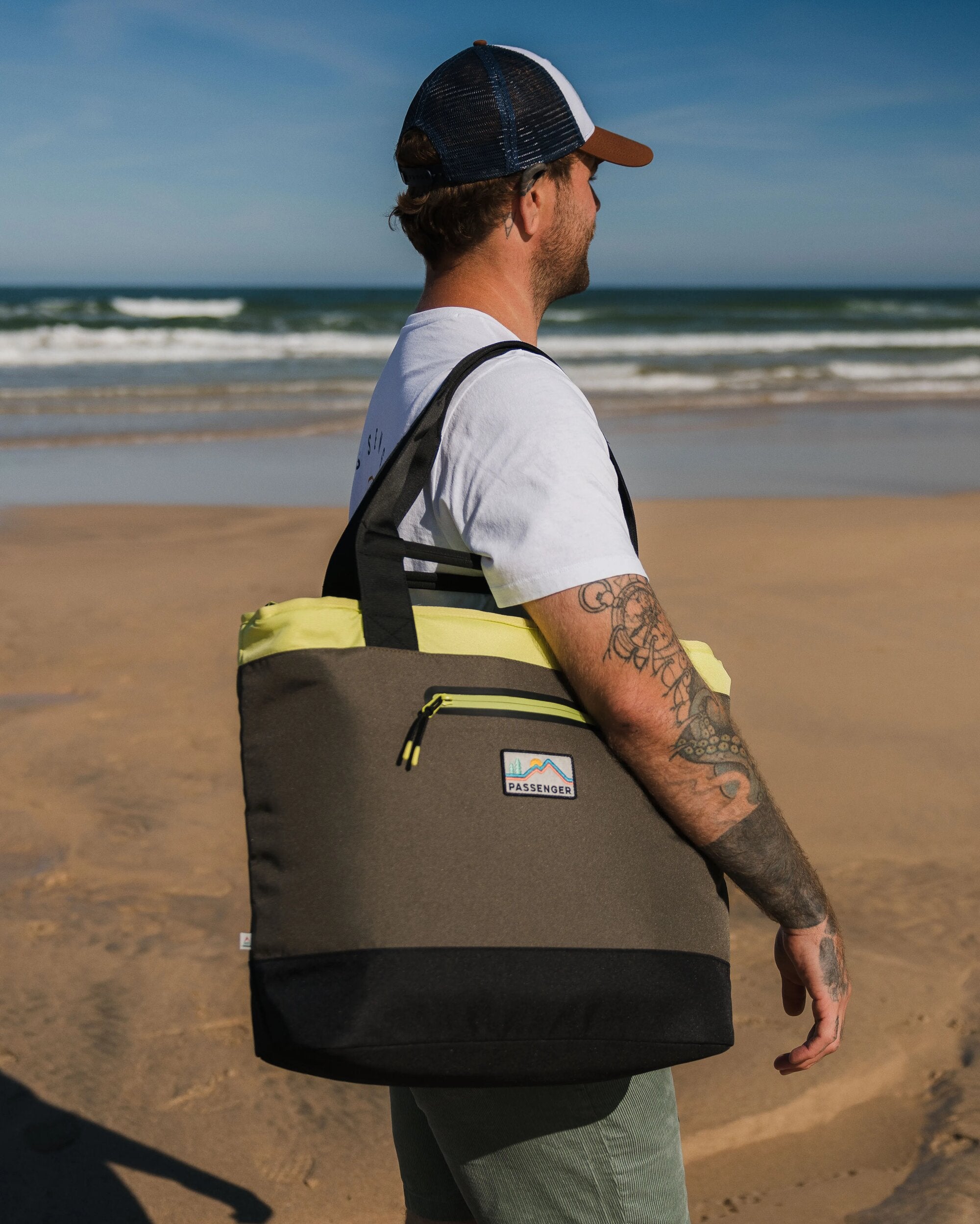 Tote Recycled Cooler Bag - Khaki Multi - Lifestyle - Male