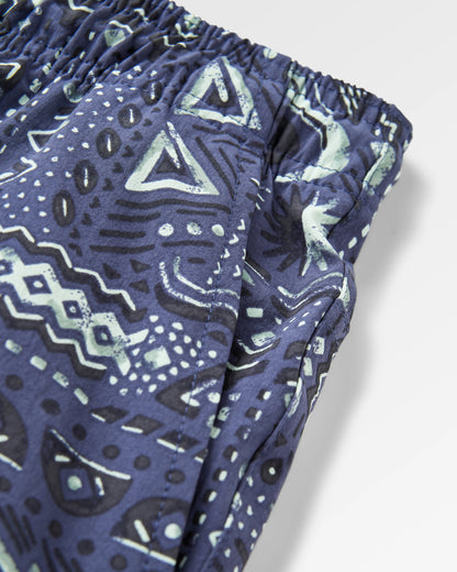 Drifter Beach Linerless Short - Elemental Geo Purple Indigo - Flatlay