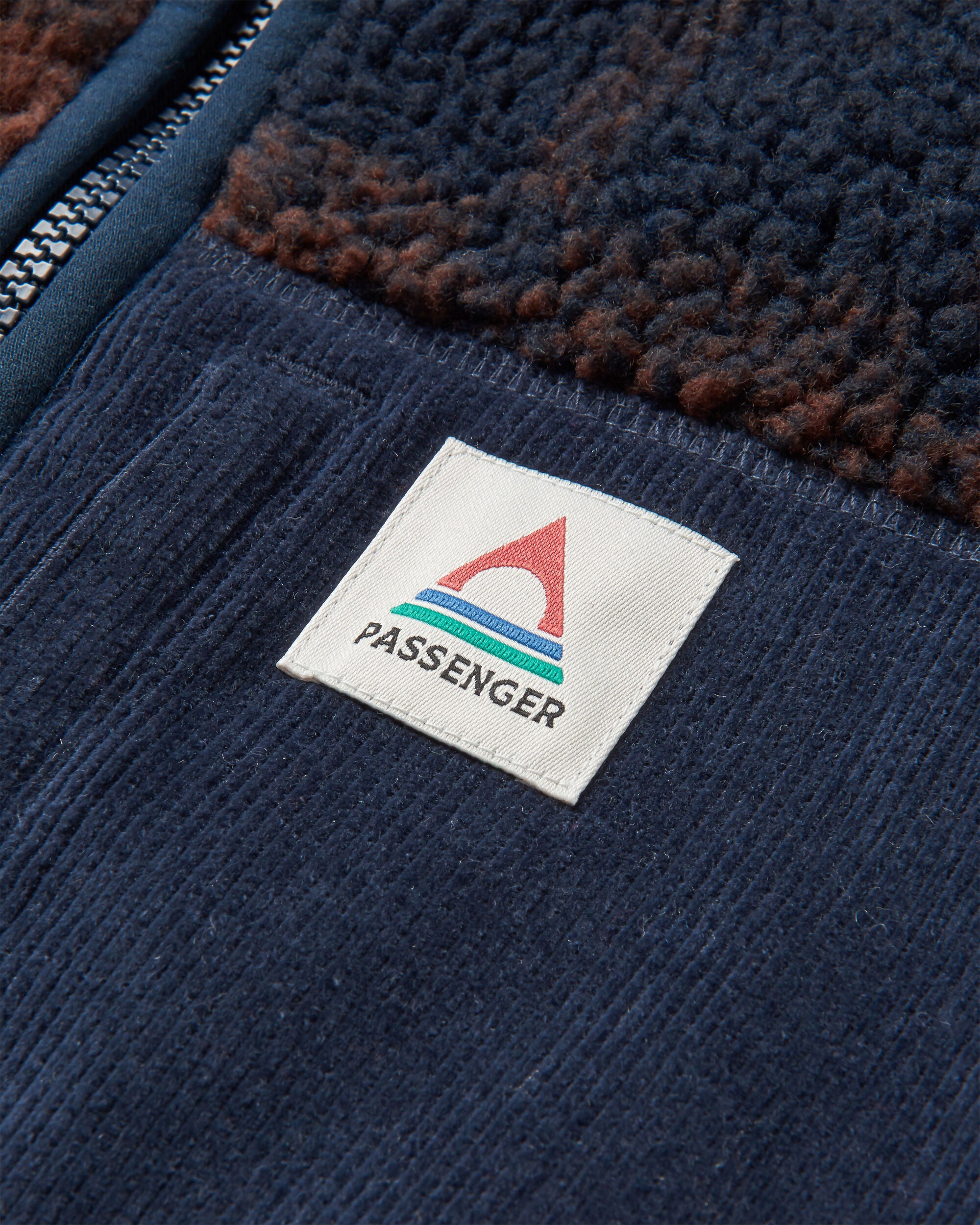 Trekker Recycled Deep-Pile Sherpa Fleece - Chestnut/Deep Navy Check - Flatlay