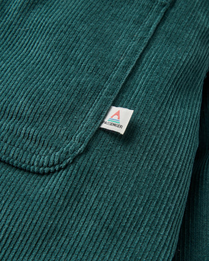 Kodiak Sherpa Lined Cord Overshirt - Dark Fern  - Flatlay