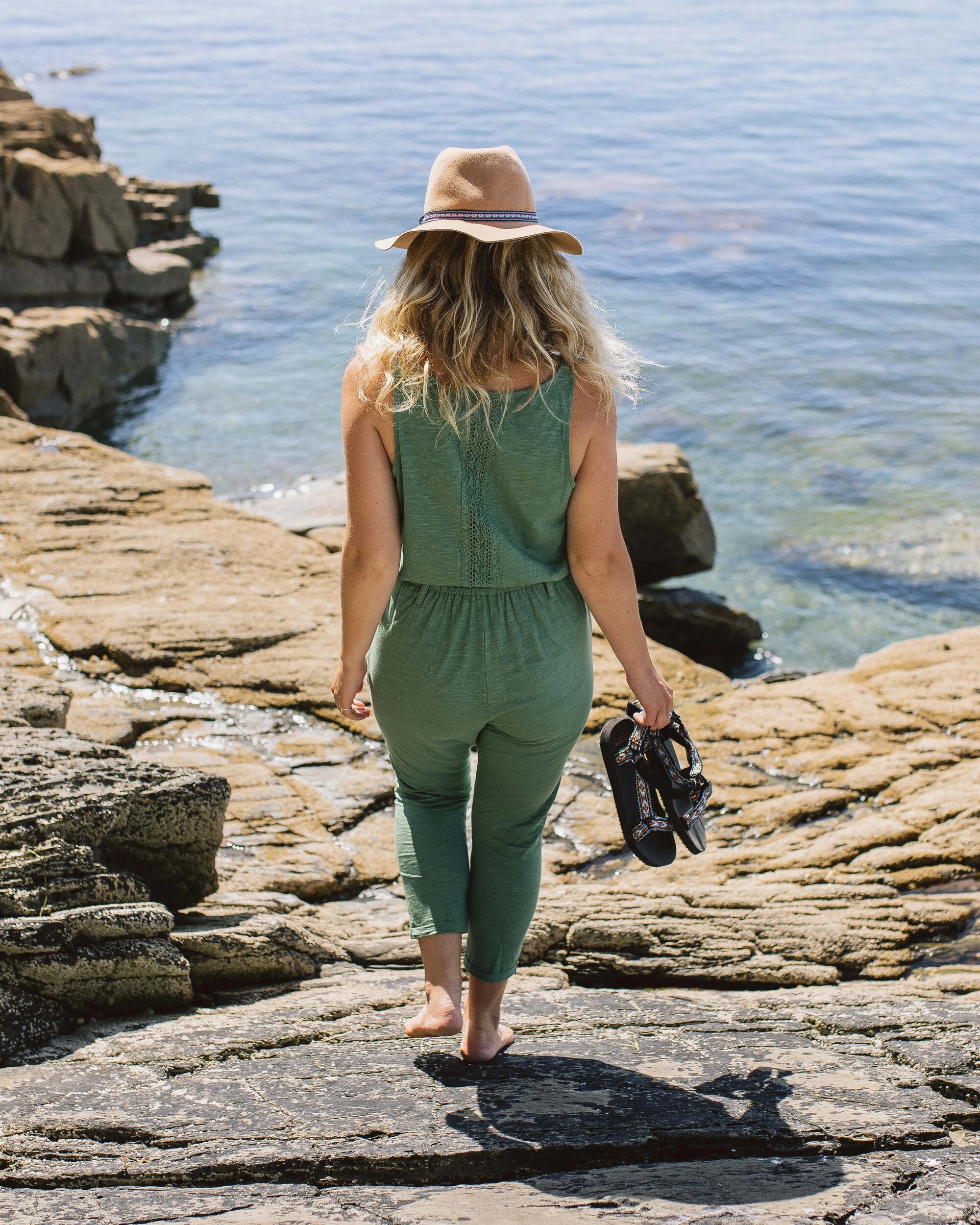 Eva Recycled Cotton Jumpsuit - Dark Ivy - Lifestyle