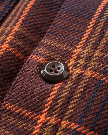 Island Twill Shirt - Rich Navy/Espresso Check - Flatlay