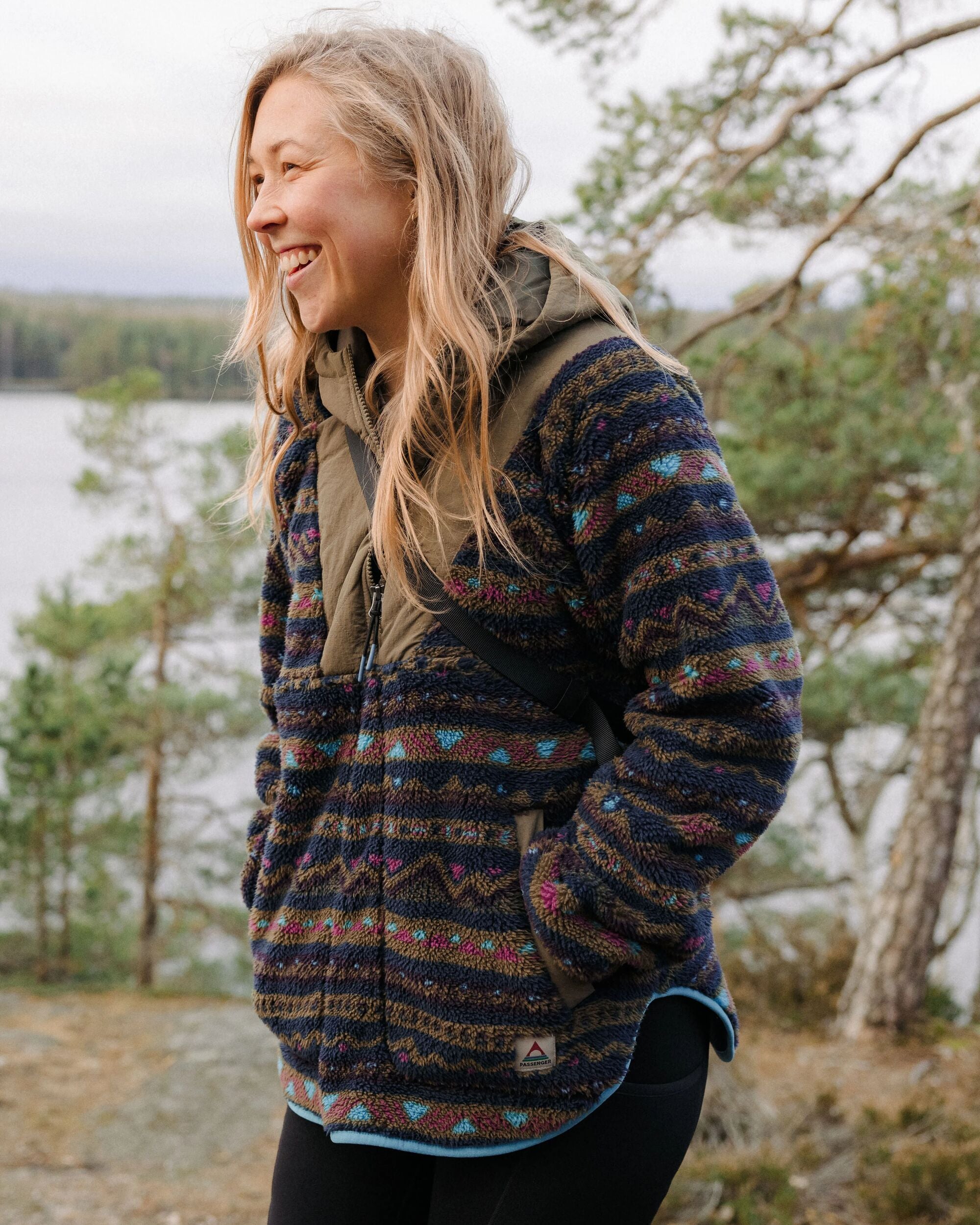 Beaumont Recycled Sherpa Hooded Fleece - Mountain Geo Multi - Lifestyle