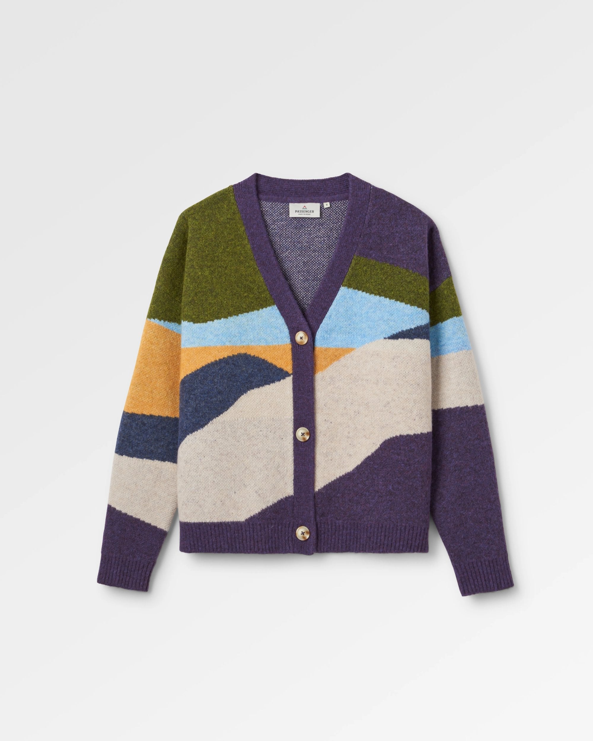 Scenic Recycled Knitted Cardigan - Scenic Deep Plum - Flatlay