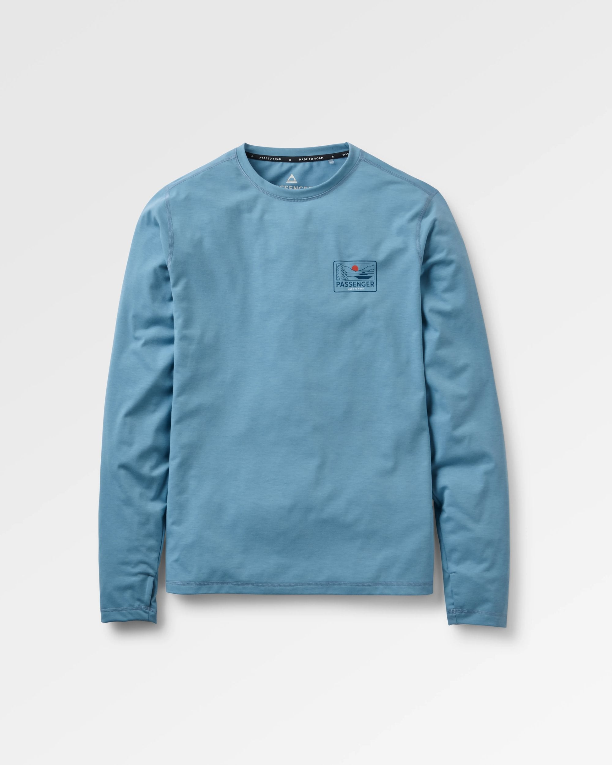 Roamscreen UPF50 Drirelease® Men's LS T-Shirt - Faded Denim - Flatlay