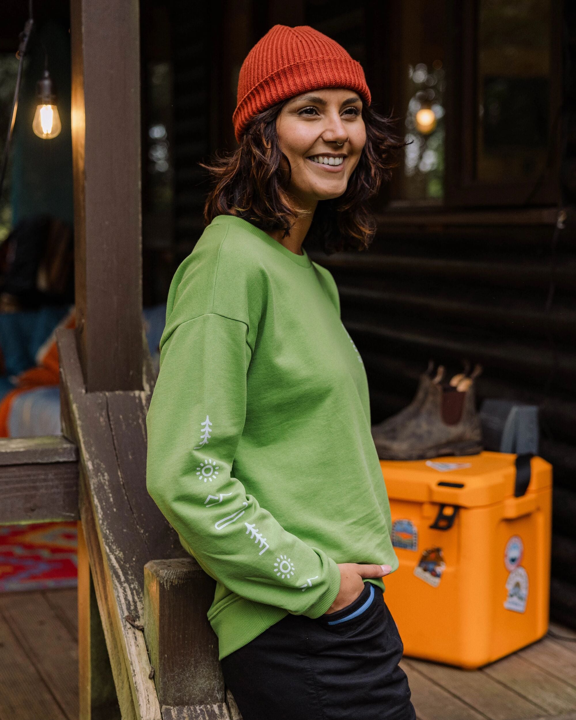 Phoenix Recycled Cotton Oversized Sweatshirt - Pear Green - Lifestyle