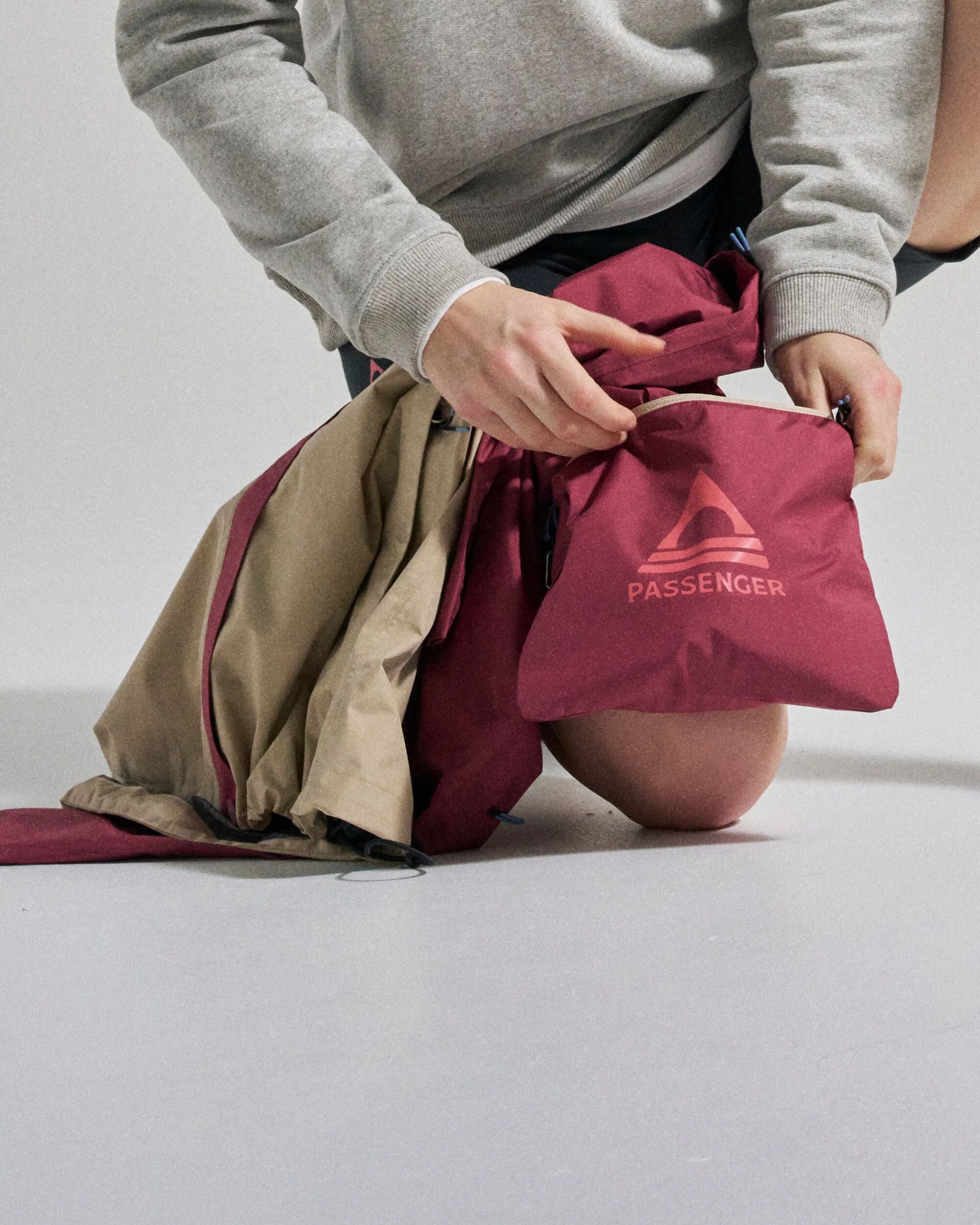 Trailscape Women's Waterproof Jacket - Maroon/Stone - Studio Model