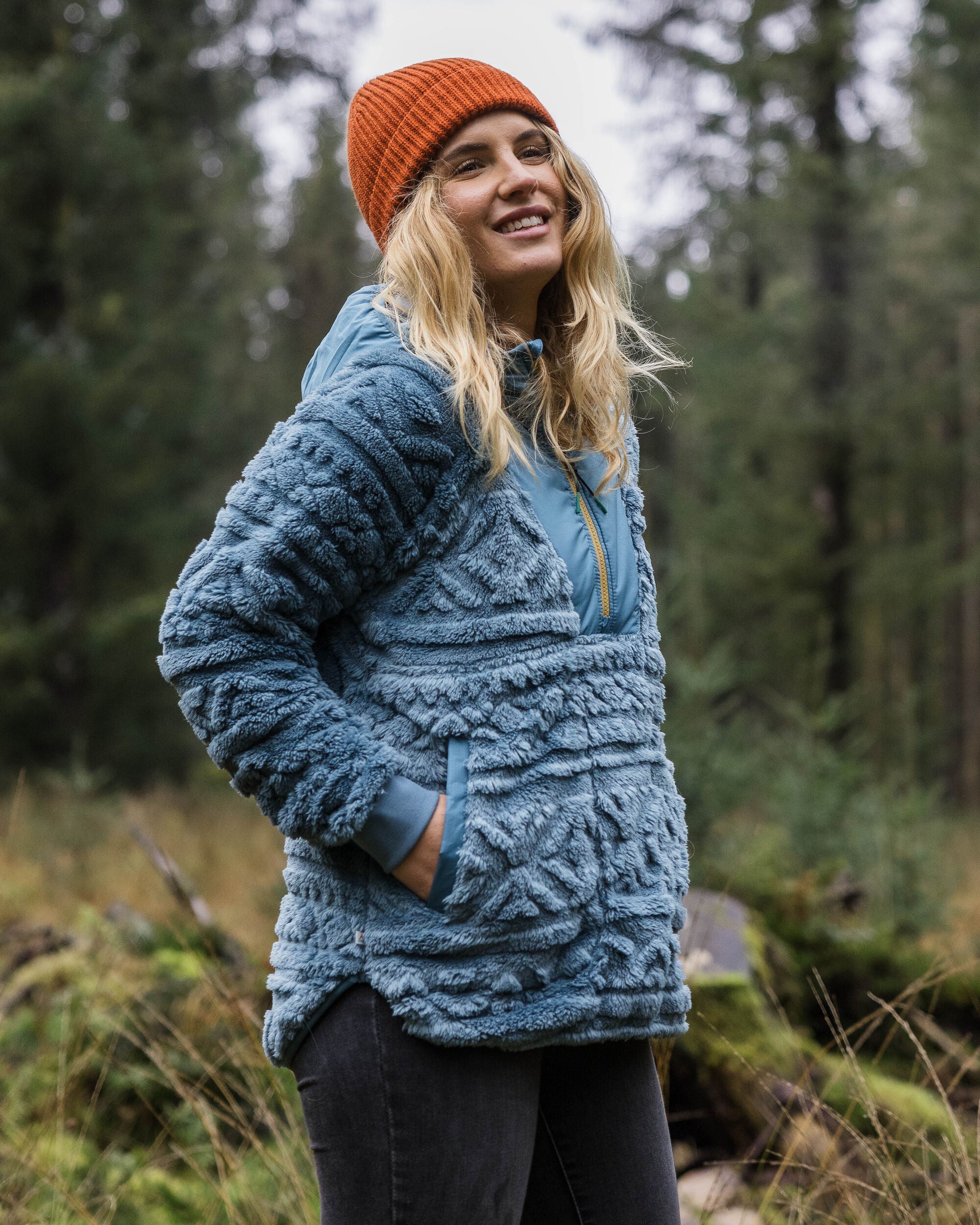 Holistic Sherpa Hooded Fleece - Washed Blue - Lifestyle