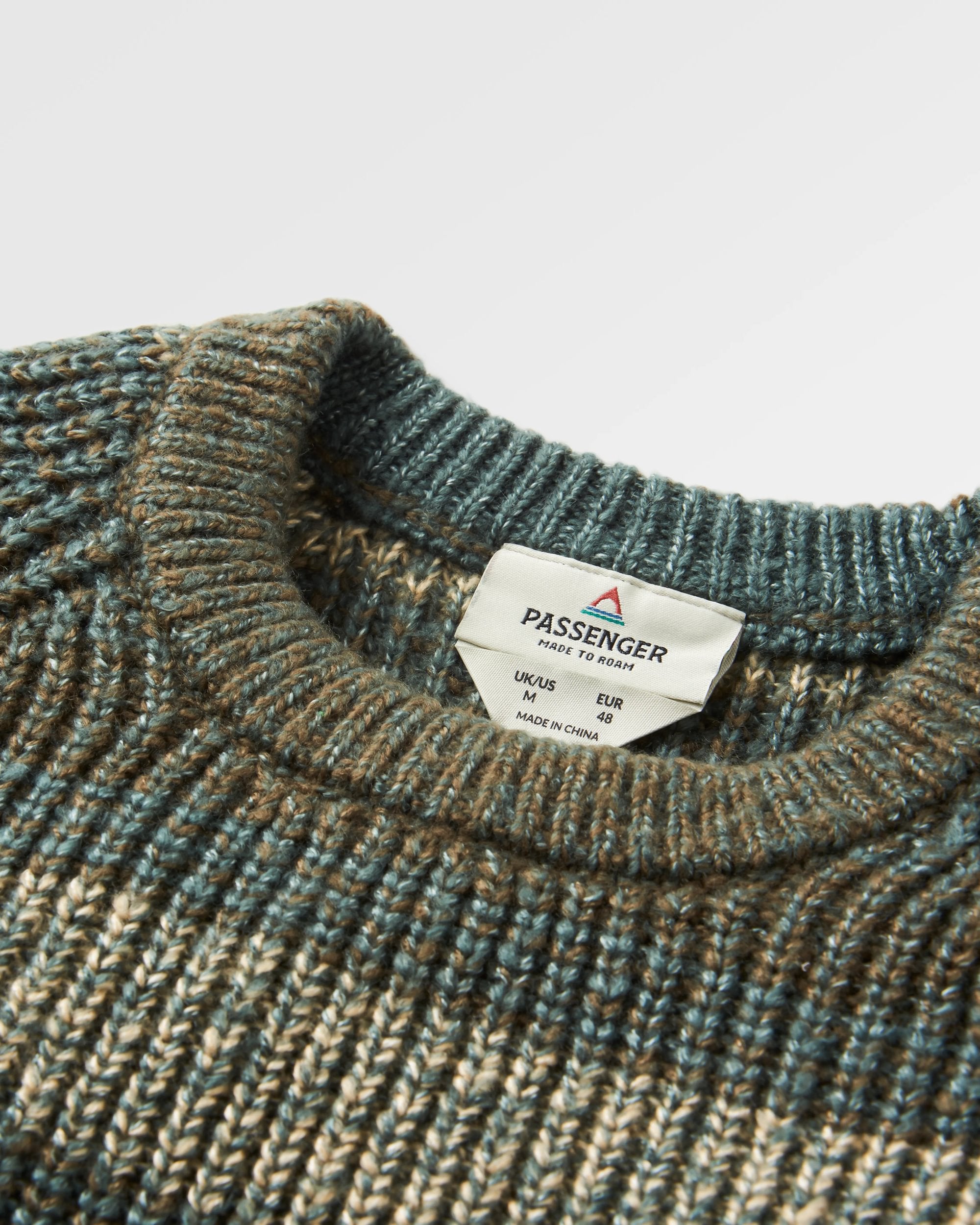 Fog Recycled Knitted Jumper - Dark Olive Multi Stripe - Flatlay