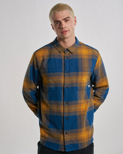 Backcountry Check Light Shirt - Rich Navy/Spruce Yellow Check - Studio Model