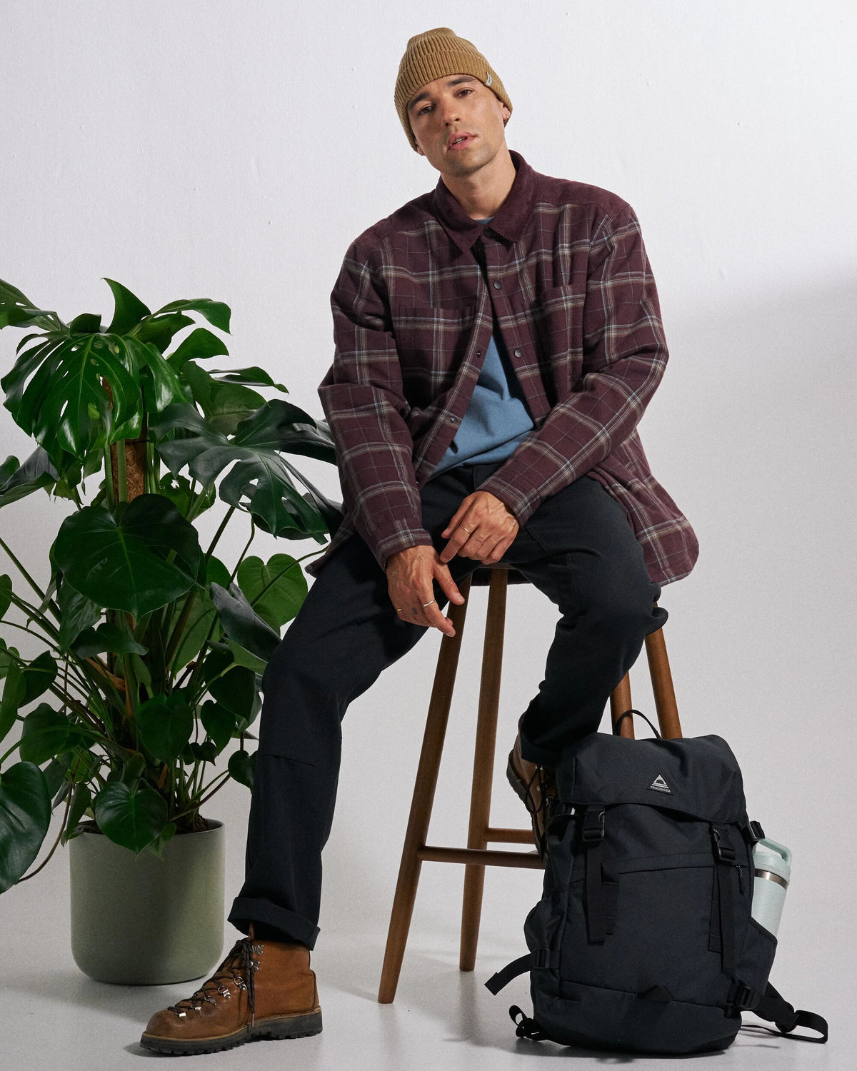 Kodiak Sherpa Lined Overshirt - Brambleberry Check - Studio Model