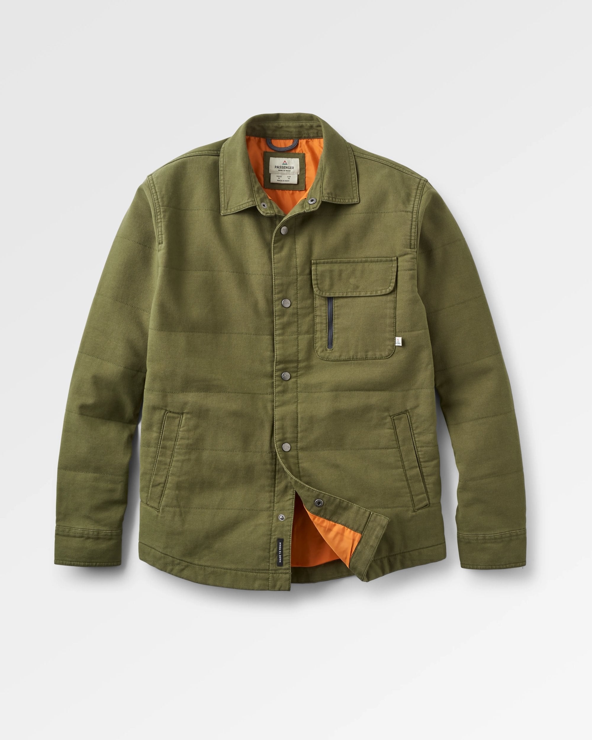 Taranaki Canvas Quilted Overshirt - Khaki - Flatlay