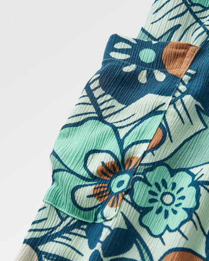 Thimbleberry Jumpsuit - Vintage Floral Aqua - Flatlay