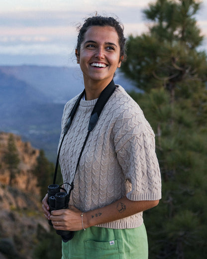 Homely Short Sleeve Knitted Jumper - Simply Taupe - Lifestyle