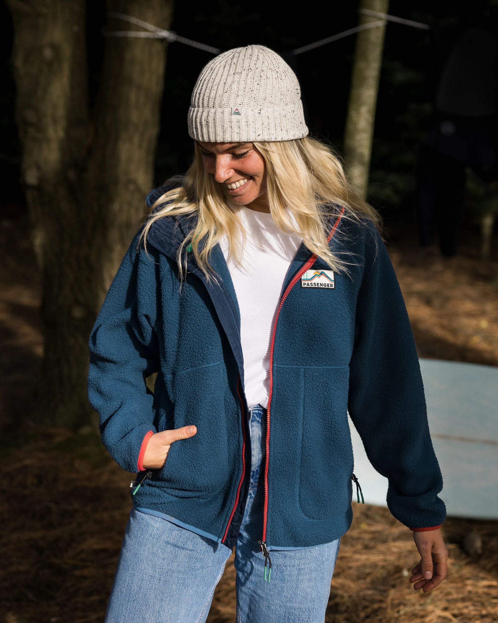 North Coast Full Zip Recycled Sherpa Fleece - Dark Denim - Lifestyle