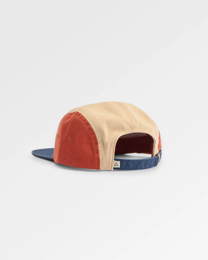 Fixie 5 Panel Cap - Blue Navy/Dark Rust - Flatlay