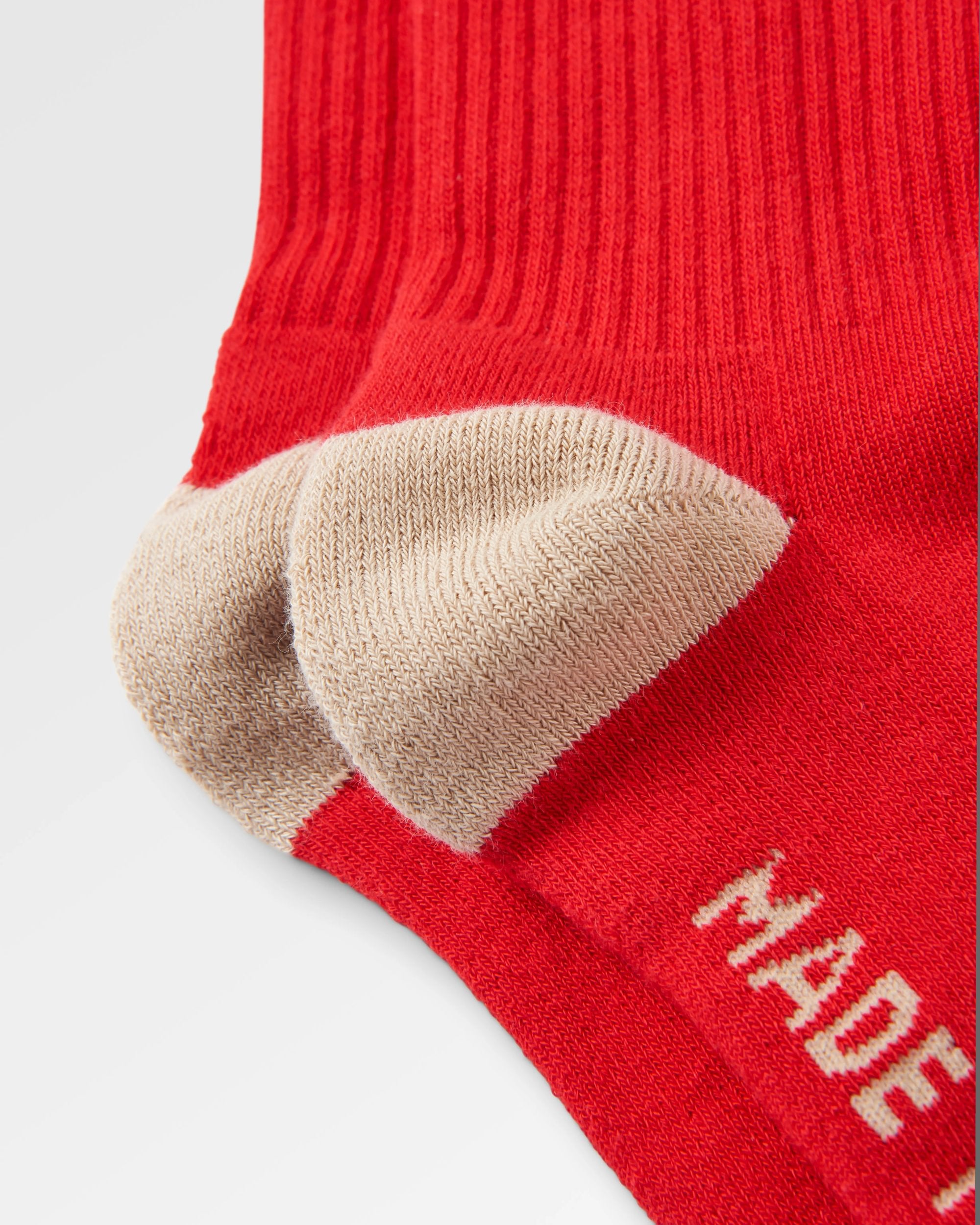 Rambler Organic Mid-weight Crew Socks - Red Ochre - Flatlay