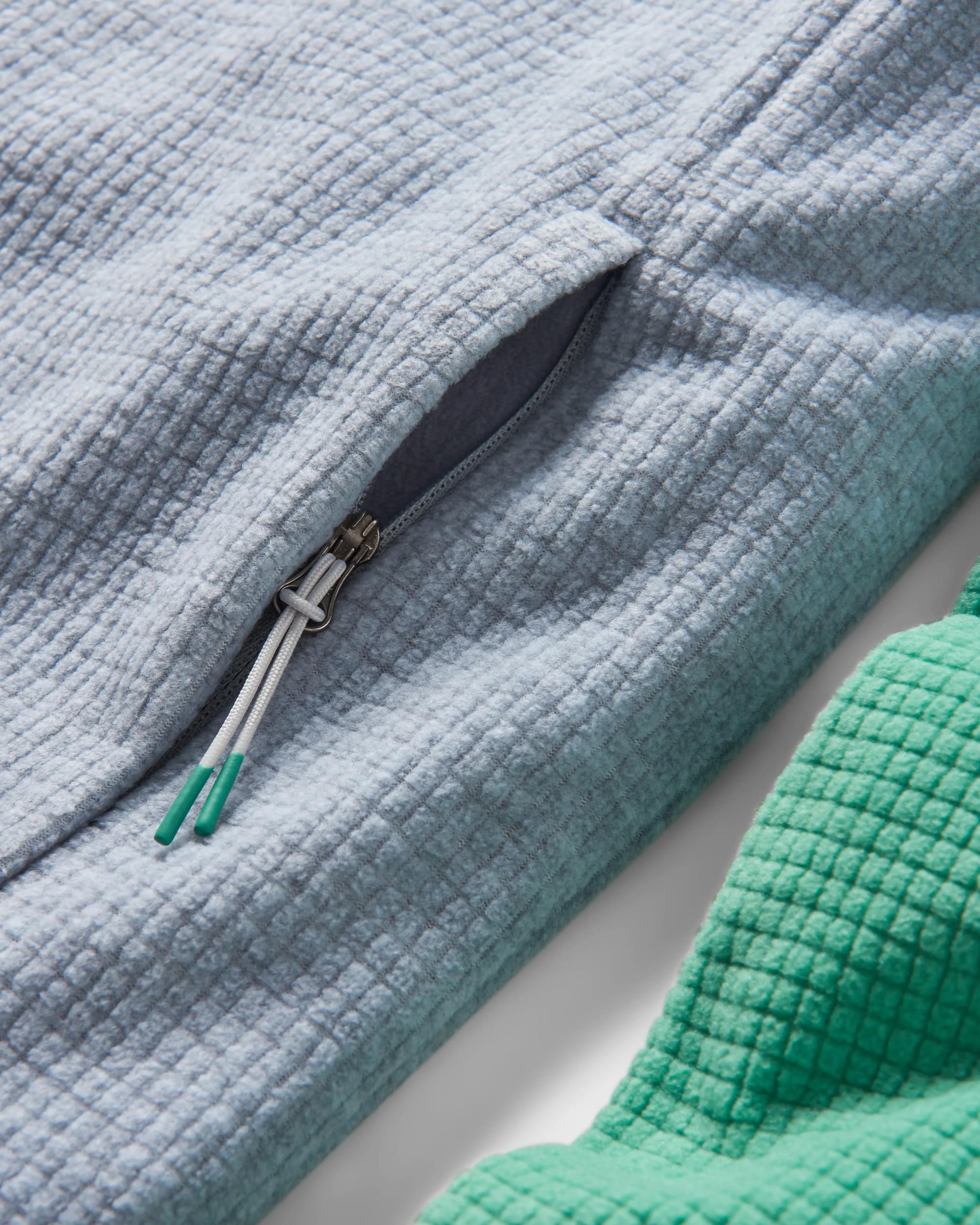 Overlook Recycled Grid Polar Fleece - Green Spruce/Grey Marl - Flatlay