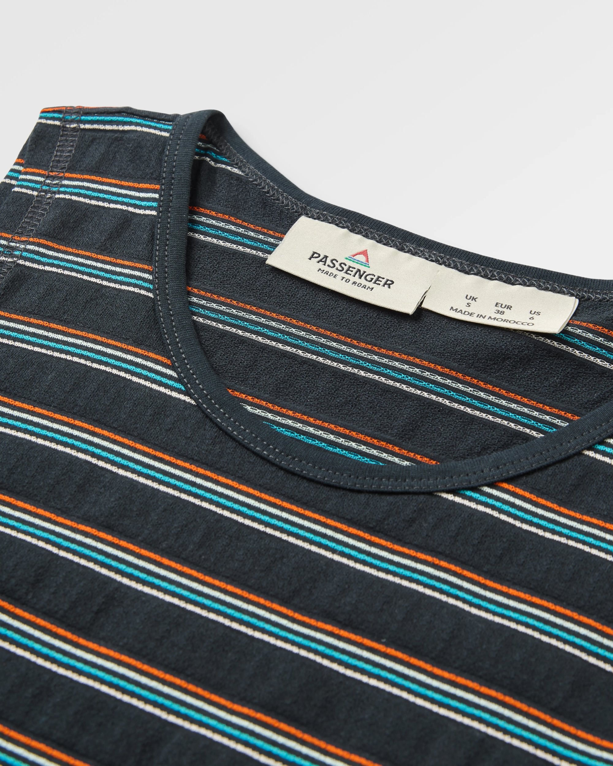 Retro Vibes Organic Cotton Vest - Black Multi Stripe - Flatlay