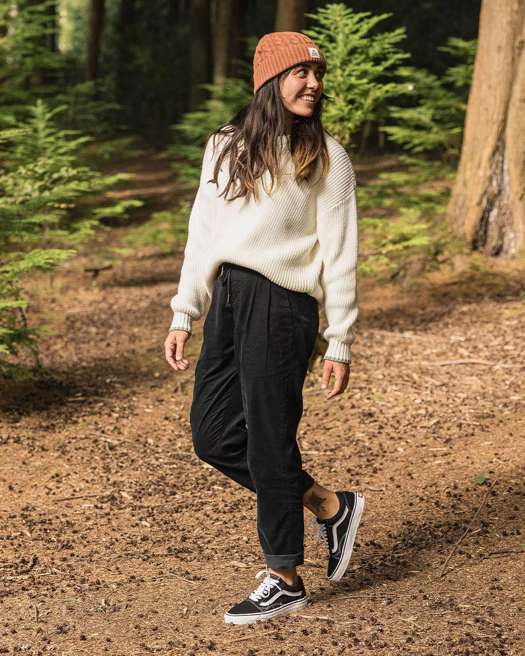 Compass Recycled Cord Trouser - Black - Lifestyle