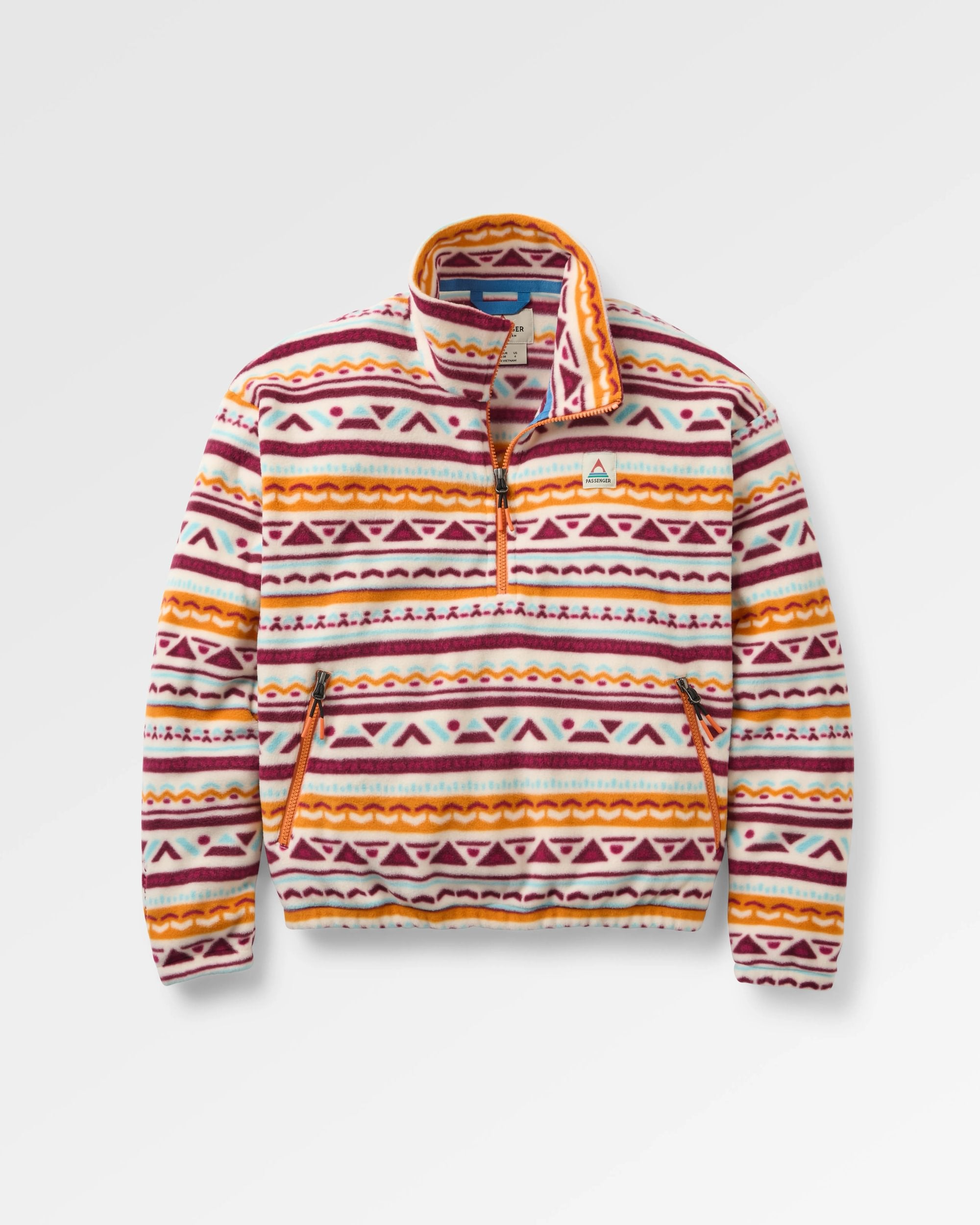 Ayla Recycled Micro Polartec® Fleece - Geo Tracks Birch - Flatlay