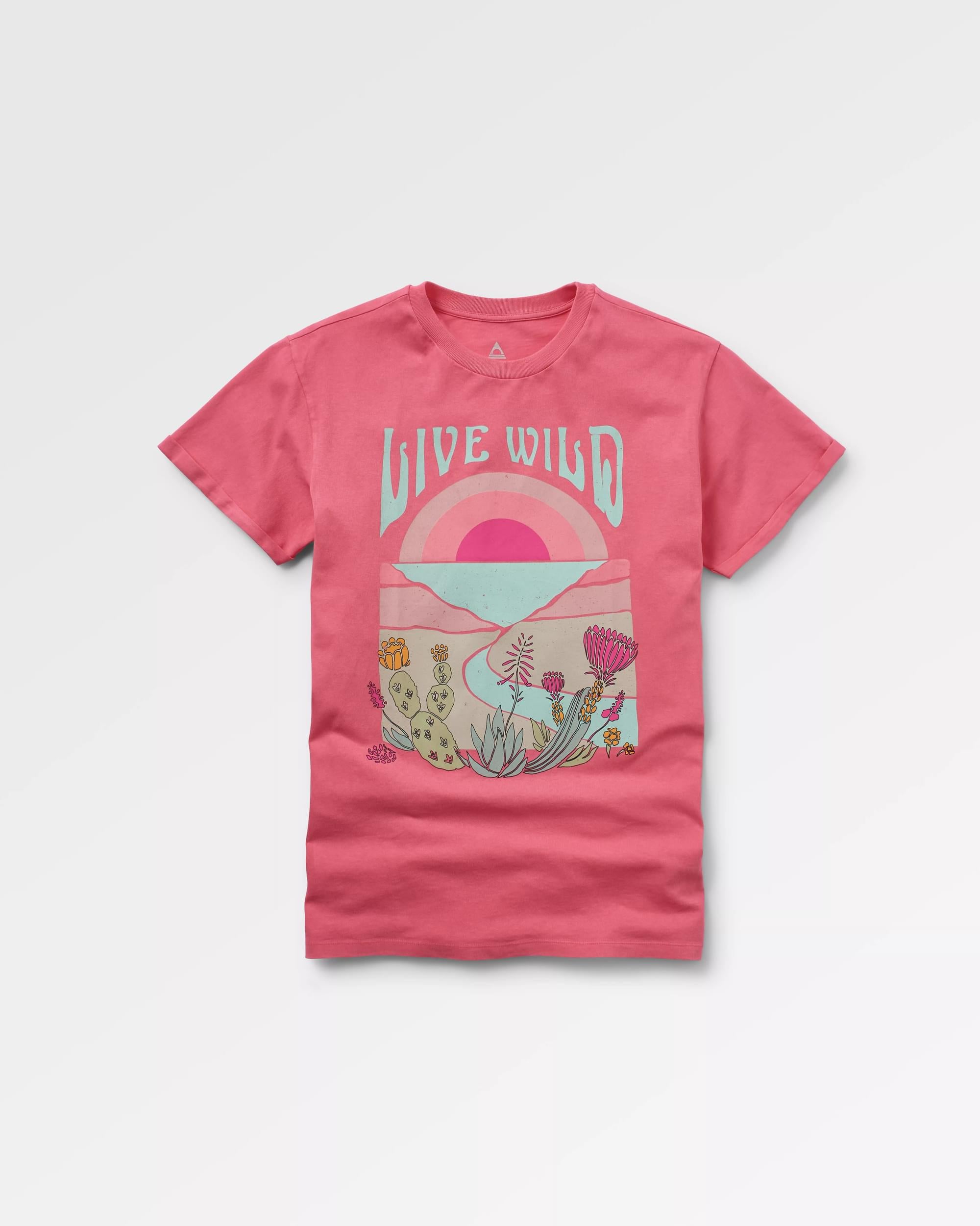 Live Wild Recycled Cotton T-Shirt - Soft Rose - Flatlay
