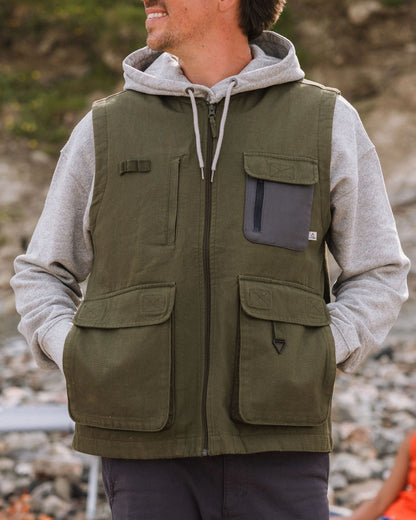Explorers Organic Cotton Canvas Gilet - Khaki - Lifestyle